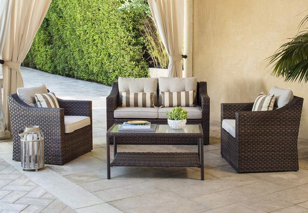 Solaura Outdoor Fully Woven Four-Piece Conversation Furniture