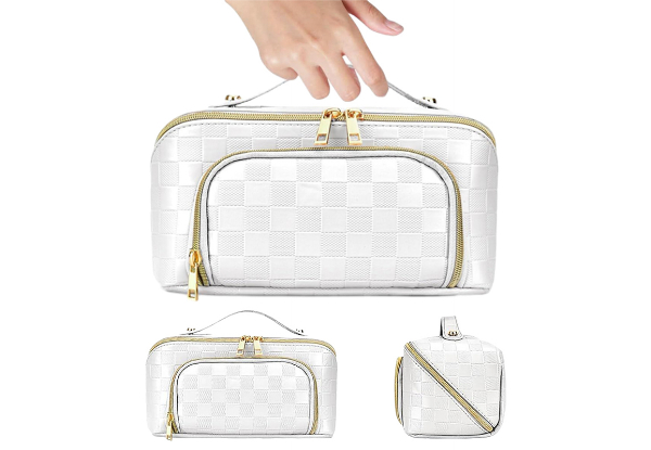 Checkered Travel Cosmetic Bag - Five Colours Available