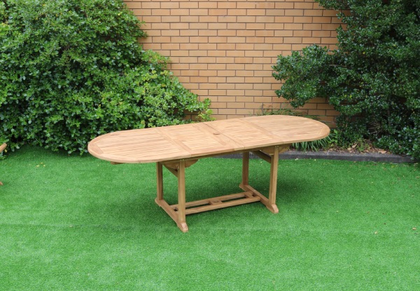 Bali Solid Teak Oval Extension Dining Table