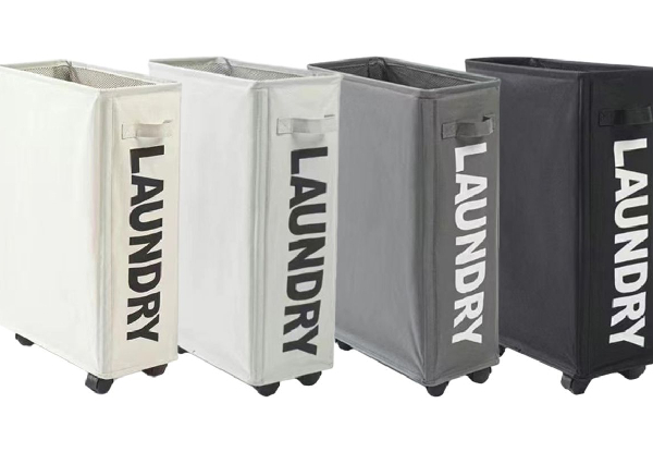 Foldable Washing Hamper with Four-Piece Wheels - Option for Four Colours & Two-Pack Available