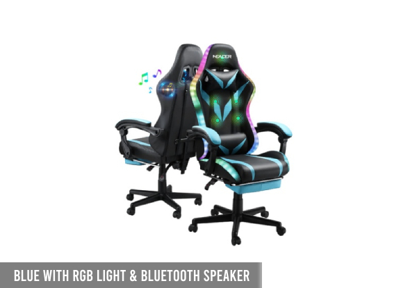 Neader High Back Gaming Office Massage Chair with RGB LED Light - Option with Bluetooth Speaker