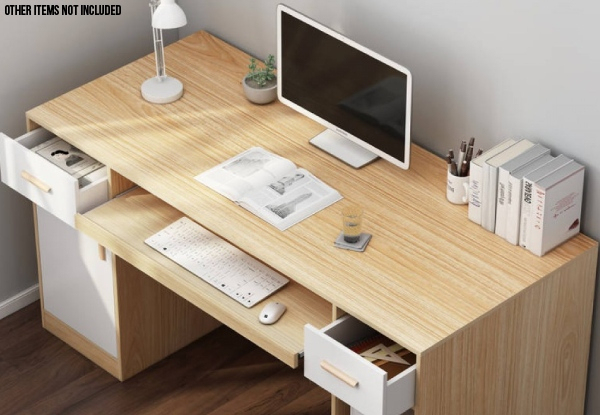 Adda White & Oak Computer Desk