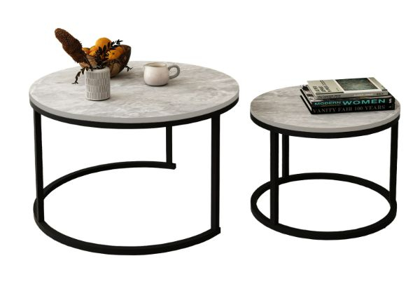 Two-Piece Round Coffee Table Nesting Set - Two Colours Available