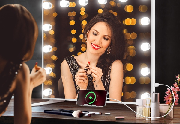 14-Bulb LED Hollywood Style Makeup Mirror with Phone Holder