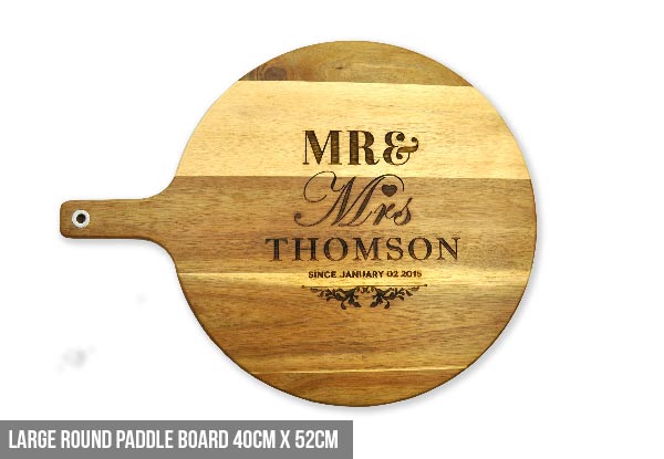 Personalised Cutting Board  - Options for Four Sizes & Twelve Styles Available with Free Metro Delivery