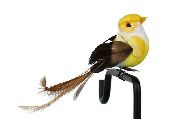 12-Pieces Artificial Feathered Bird Decorations