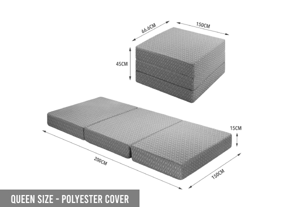 Removable Cover Trifold Foam Mattress - Three Sizes & Five Options Available