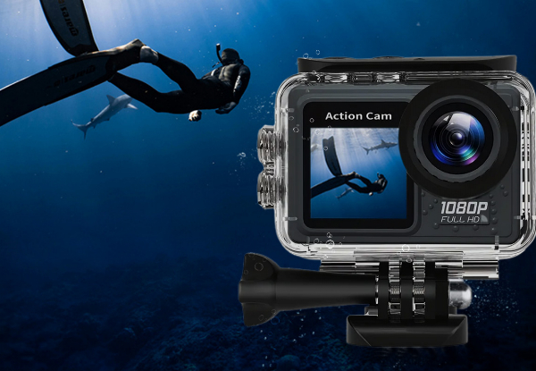 Water-Resistant 1080P WiFi Action Camera Incl. 32GB Card