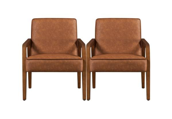 Two-Pack Mid-Century Modern Upholstered Lounge Armchair - Two Colours Available