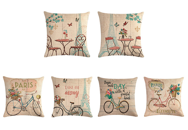 Paris Style Cushion Cover - Six Styles Available & Options for Sets