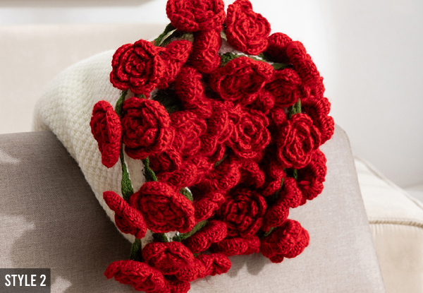 Crochet Flower Knitted Throw Blanket - Available in Two Styles & Three Sizes