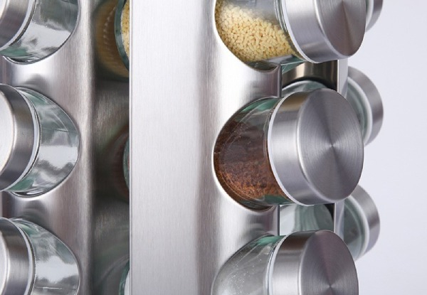 Stainless Steel Revolving 20-Jar Countertop Spice Rack