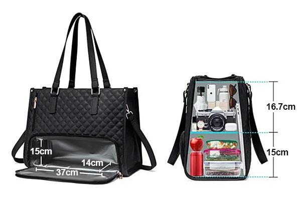 Tote Bag with Insulated Lunch Compartmentand Handbag - Available in Seven Colours