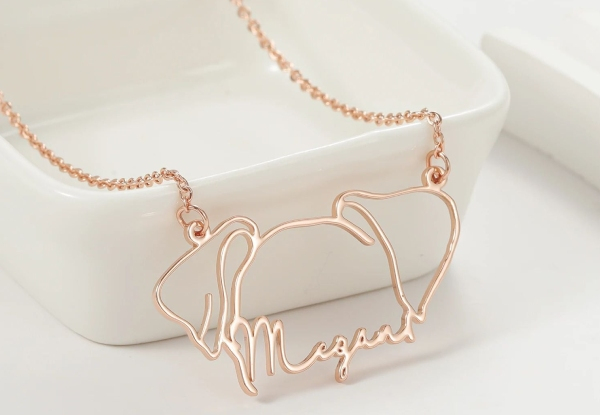 Custom Name Pet Ear Shape Necklace