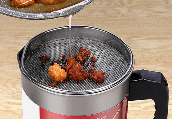 Stainless Steel Oil Container with Strainer - Available in Two Sizes & Option for Two