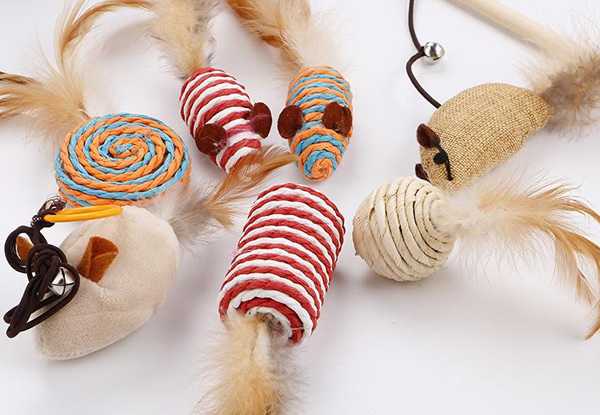 Seven-Piece Feather Cat Toy Wand