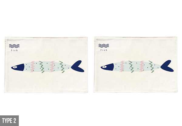 Set of Two Fish Printed Table Mats