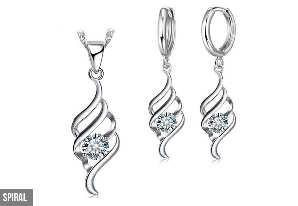 Sterling Silver Pendant Necklace & Earring Set - Three Styles Available with Free Metro Delivery
