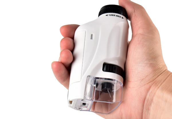 Kids 60X-120X Pocket Microscope with LED Light - Available in Three Colours & Option for Two