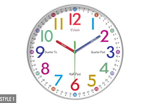 Multicoloured Learning Clock for Kids - Available in Two Styles