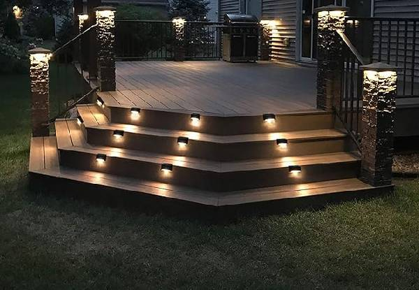 Four-Piece Outdoor Solar LED Deck Lights - Two Options Available