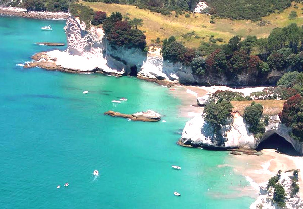 $795 for a Luxury Couples Package incl. Private Plane – Options for Hot Springs & Lunch, Cathedral Cove Cruise, or Mercury Islands Sailing Trip Available