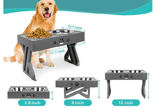 1.5L Elevated Dog Food Bowls with Two Stainless Steel Bowls