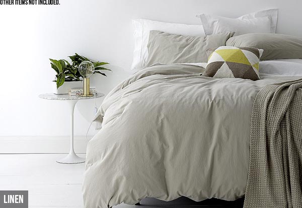 Queen Park Avenue European Vintage-Washed Duvet Cover Set - Eight Colours Available with Free Delivery