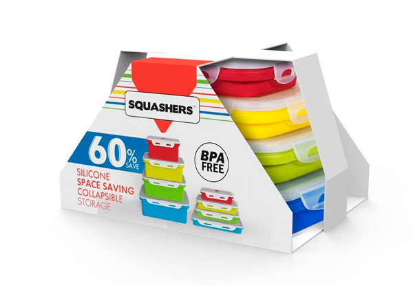Four-Pack of Rectangle Squashers Storage Containers