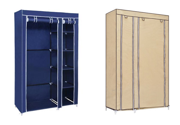 Portable Wardrobe with Zipped Doors - Two Colours Available
