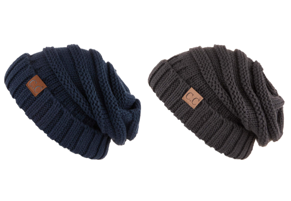 Slouchy Comfortable Cable Knit Beanie - Two Colours Available & Option for Both
