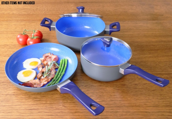 Three-Pack Mighty Chef Stone Coating Cookware
