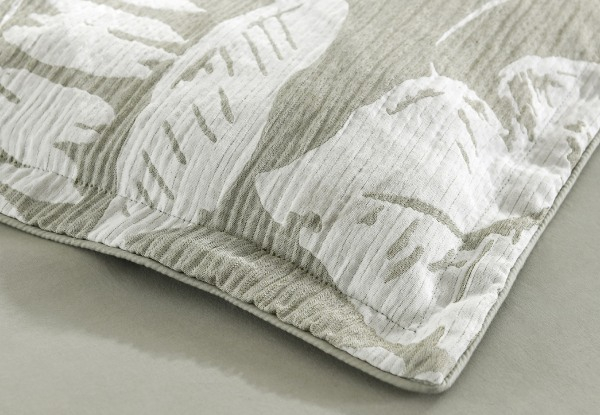 Palm Tree Jacquard Quilt Cover Set - Available in Two Colours, Three Sizes & Option for Pillowcase