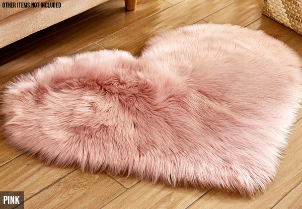 Heart-Shaped Fluffy Rug - Two Sizes & Six Colours Available