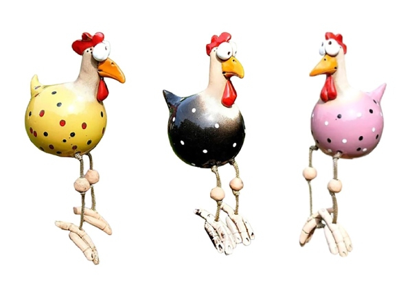 Resin Chicken Garden Sculpture - Three Colours Available