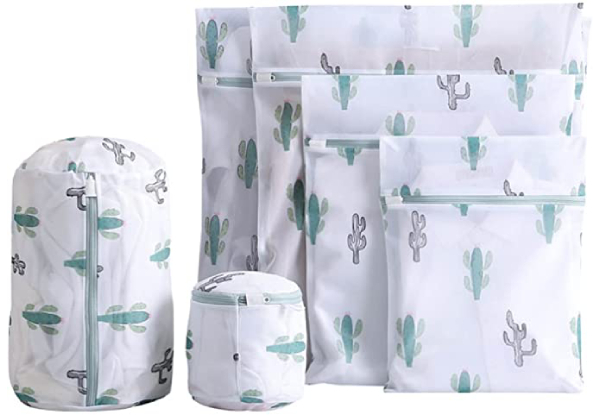 Six-Pack Mesh Laundry Bags with Zipper - Four Designs Available