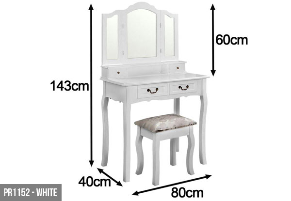 From $159 for an Elegant Dressing Table Available in Black or White