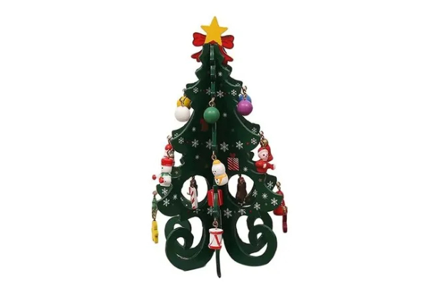 Six-Pieces 3D Wooden Christmas Tree Decoration - Three Colours Available