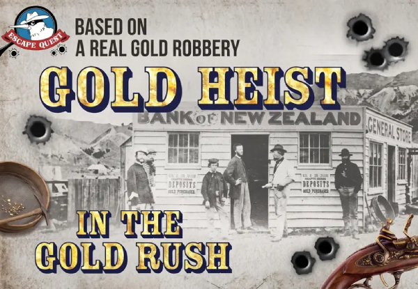 Gold Heist in the Gold Rush Escape Room, Takapuna from $98 for Two People