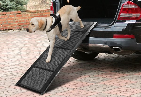 Petscene 160cm Folding Dog Ramp with Non-slip Rug Surface