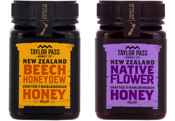 Two-Pack of Taylor Pass Honey incl. Beech Honeydew 500g & Native Flower 500g