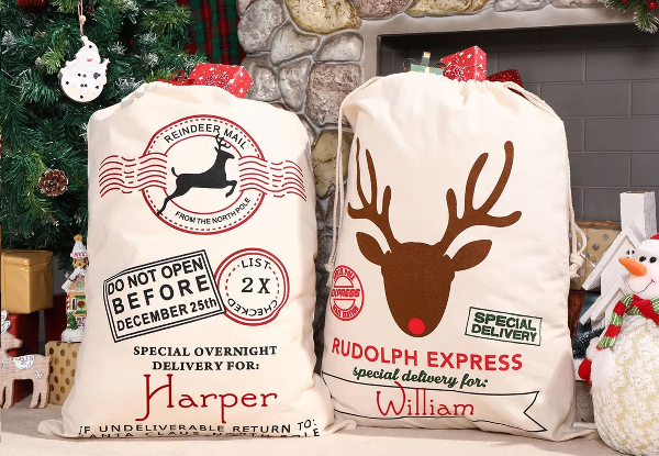 Personalised North Pole Gift Christmas Bag