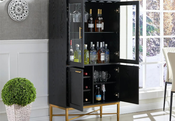 Versatile Modern Black Wine Cabinet
