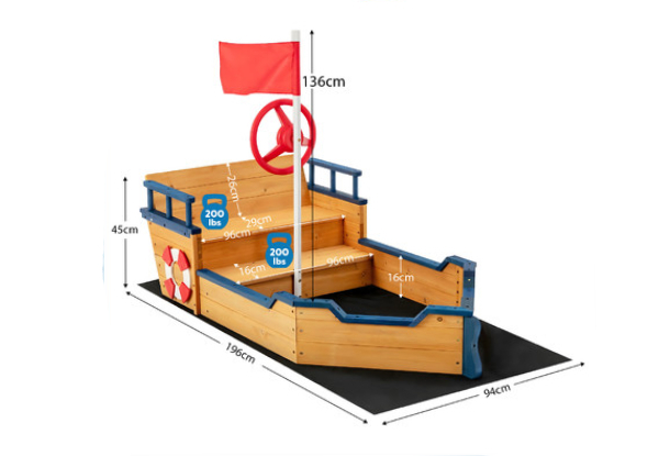 Kids Outdoor Boat Sand Pit Box Activity Centre Playset