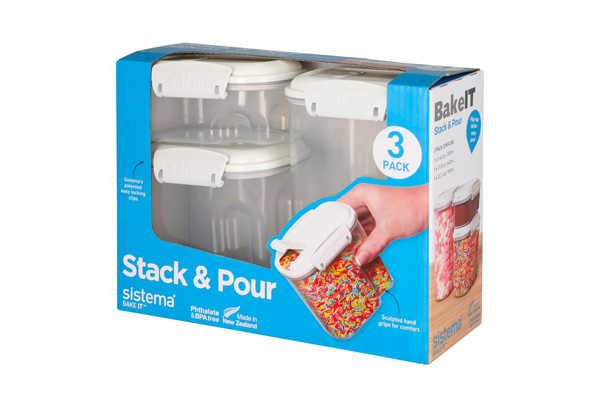 Three-Pack of Sistema Bake IT Stack & Pour Set