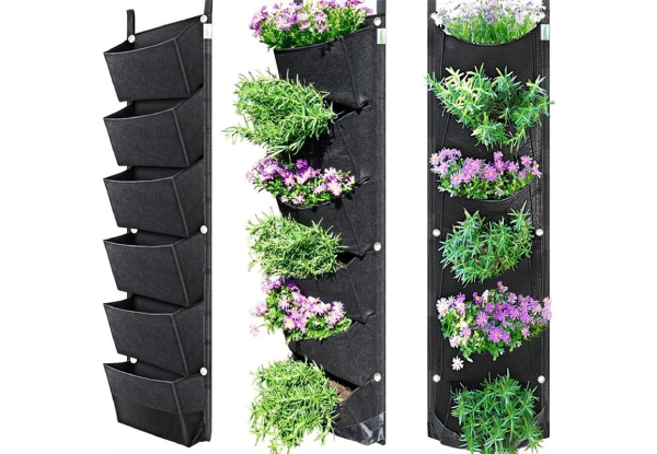 Six-Pocket Vertical Wall Hanging Planting Bag - Available in Two Colours & Option for Two-Pack