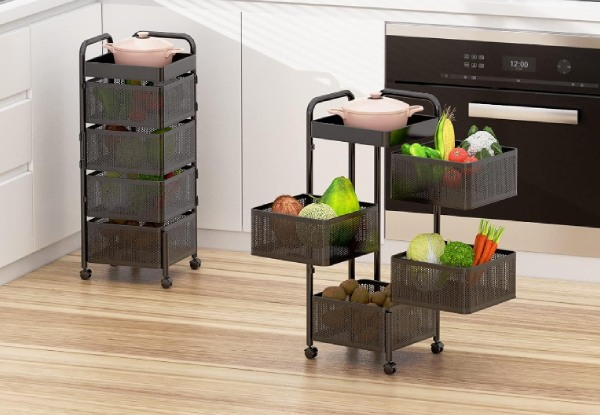 Four-Layer Square Rotating Kitchen Trolley