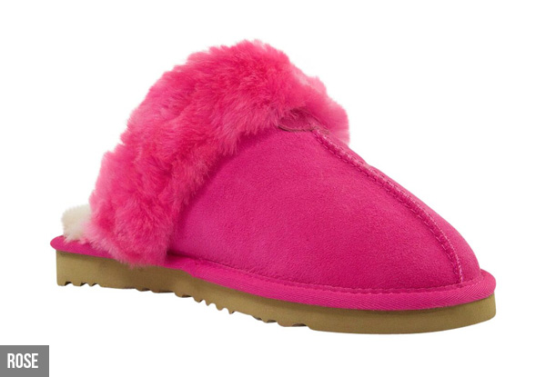 Water-Resistant Auzland Women's 'Anne' Classic Fur Trim Sheepskin UGG Scuffs - Five Colours Available