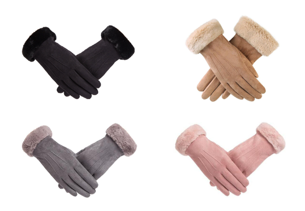 Ladies Suede Touch Screen Winter Gloves - Four Colours Available