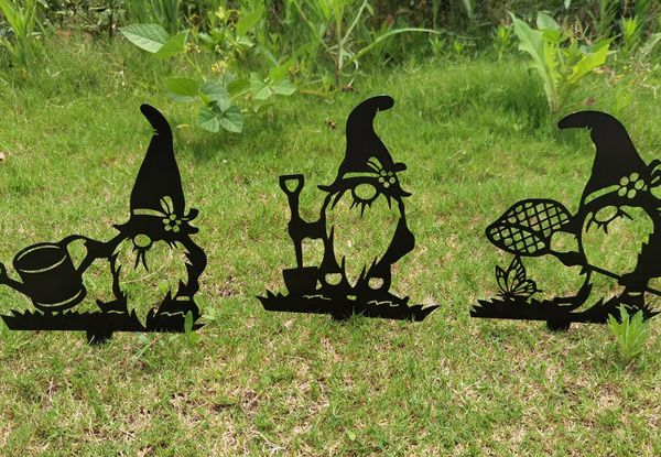 Three-Piece Metal Gnome Sculpture Set